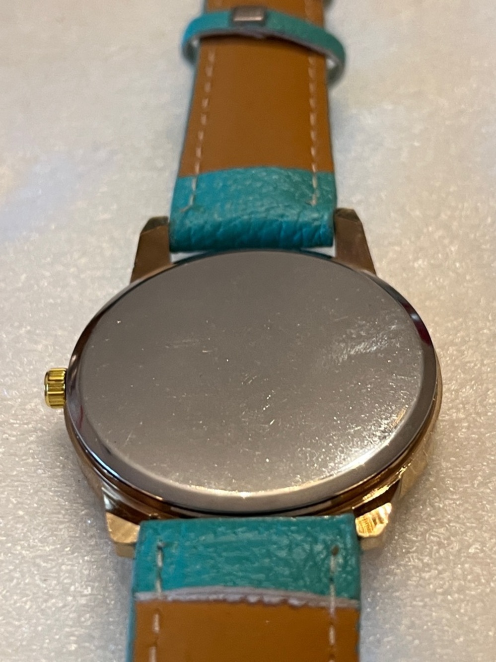 Turquoise Geneva Strap Watch with Crystal Bezel - Picture 6 of 6
